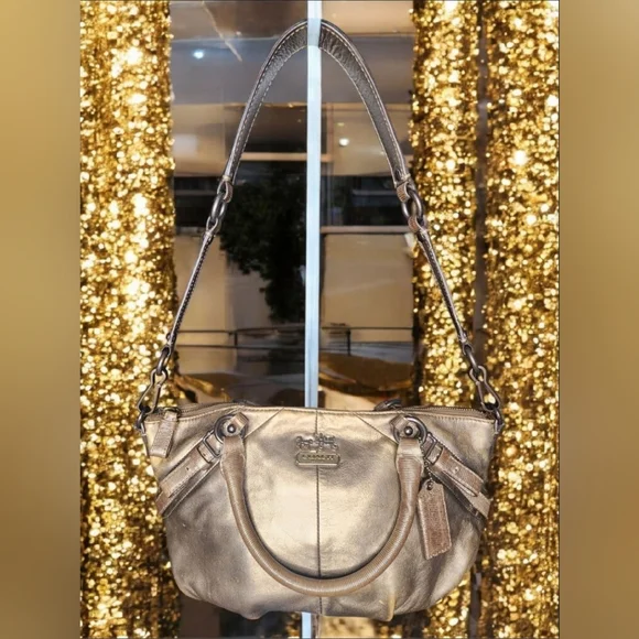 Vintage Coach Metallic Gold Madison Sophia Satchel - Picture 5 of 16